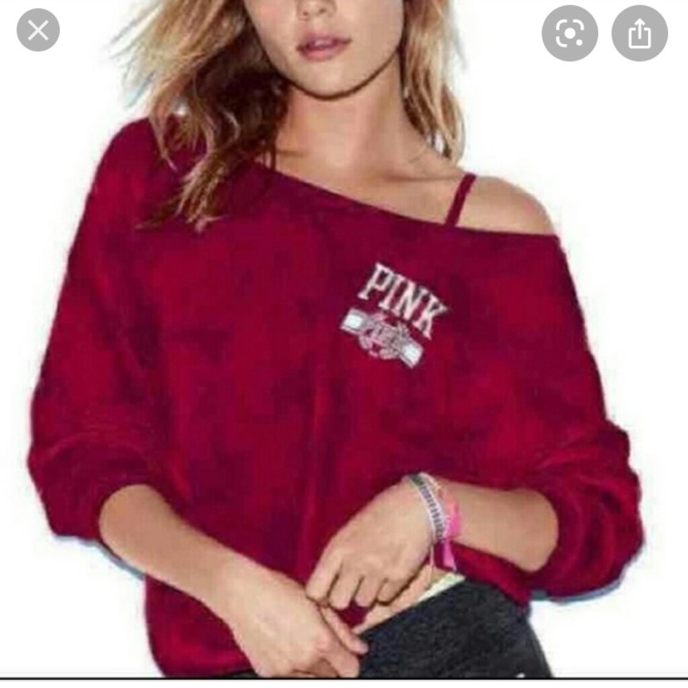 Stylish tie dye off the shoulder Pink sweater